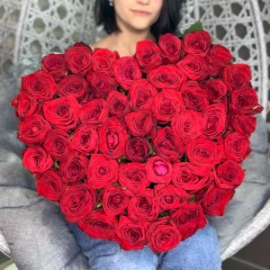 51 красная роза сердце